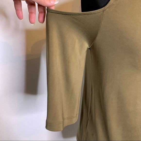 ASOS olive army green tan cold shoulder sleeve top size 0 - Picture 7 of 14